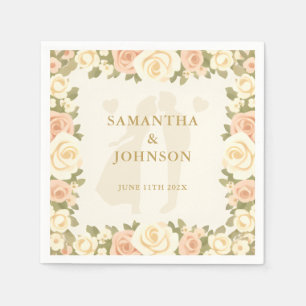 Vintage Ivory Floral Elegant Wedding Napkin
