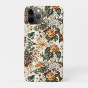 Vintage Ivory Flowers, Multicolored Roses Pattern iPhone 11 Pro Case