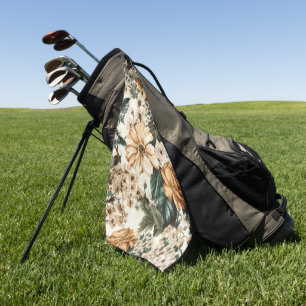 Vintage Ivory Flowers, Multicolored Roses Pattern Golf Towel