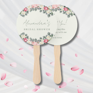 Vintage Ivory Garden Bridal Shower Thank You Hand Fan