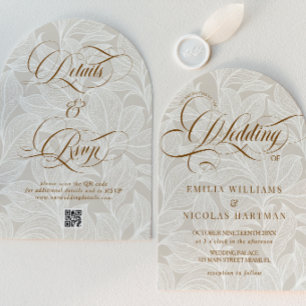 Vintage Ivory Lace All In One Wedding Invitation