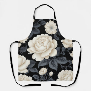 Vintage Ivory Roses And Peonies Apron