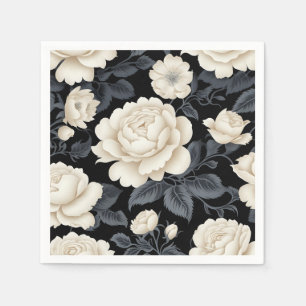 Vintage Ivory Roses And Peonies Napkin