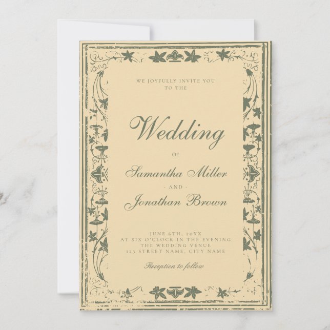 Vintage Ivory Story Book Wedding Invitation (Front)