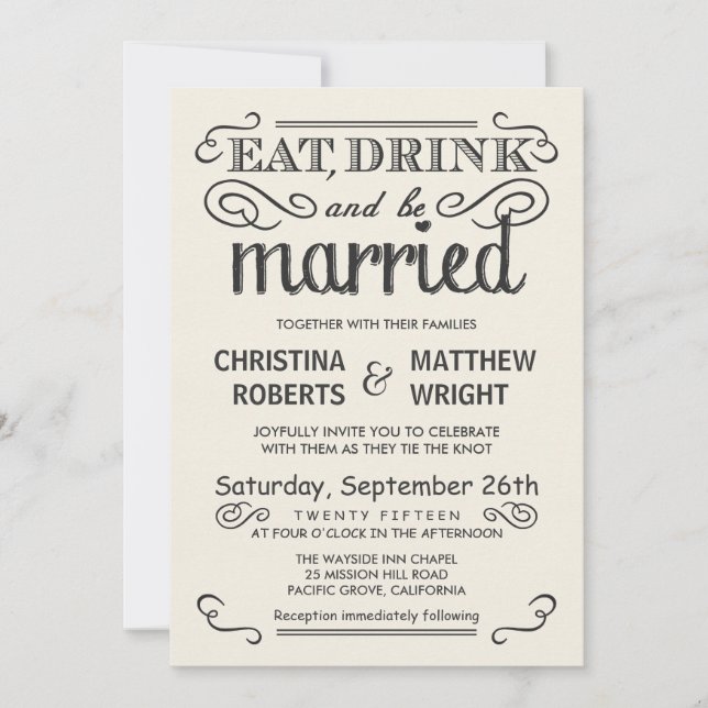 Vintage Ivory White Rustic Wedding Invitations (Front)