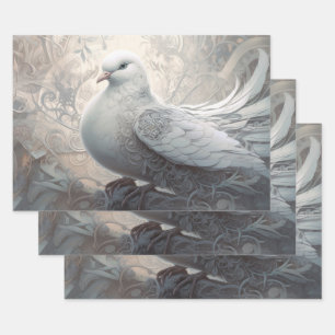 Vintage Ivory White Wedding Dove Wrapping Paper Sheet
