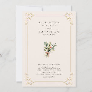 Vintage Ivory Wildflower Spring Wedding Invitation