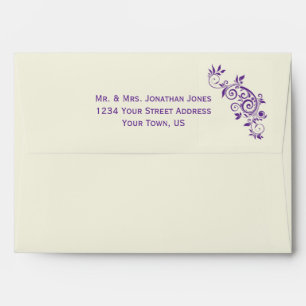 Vintage Ivory with Purple Swirls A7 Envelope