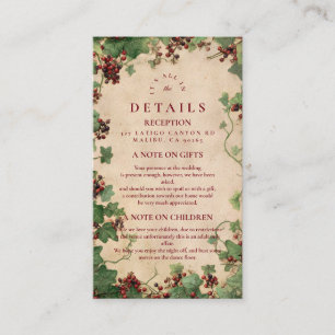 Vintage Ivy and Berries Wedding Enclosure Card