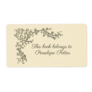 Vintage Ivy Border Bookplate with Your Name