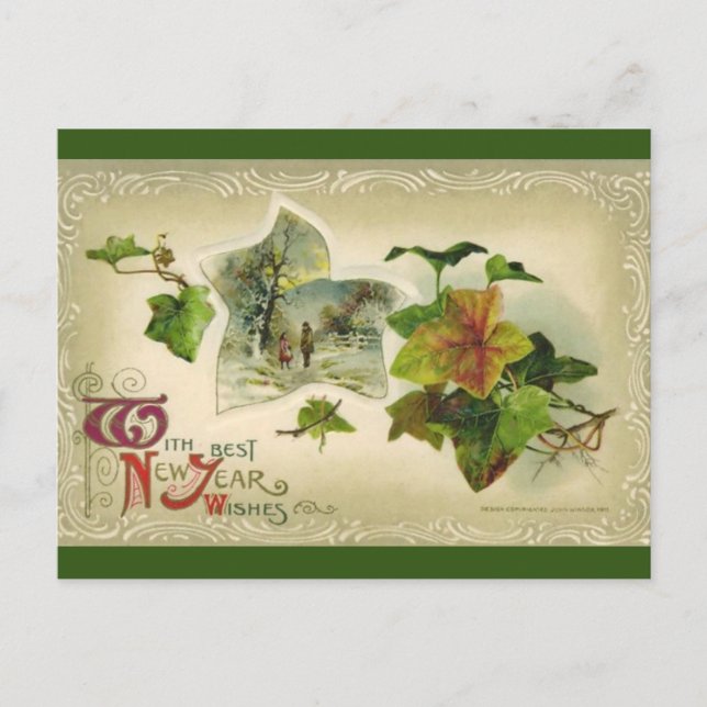 Vintage Ivy New Year Postcard (Front)