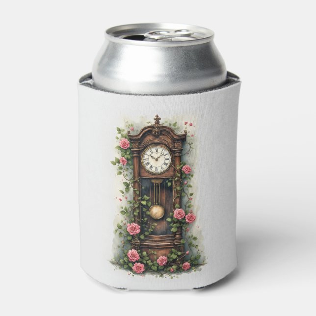 Vintage Ivy Rose Grandfather Clock Can Cooler (Can Front)