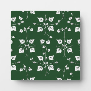 Vintage Ivy Vine Botanical Sketch Forest Green Plaque