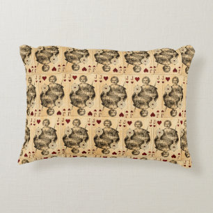 Vintage Jack Hearts Playing Cards Collage Decorative Cushion