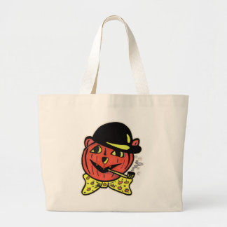Vintage Jack-O-Lantern Cat Halloween Pumpkin Fun Large Tote Bag