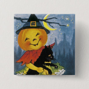 Vintage Jack o' Lantern Child 15 Cm Square Badge