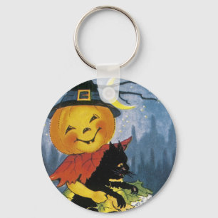Vintage Jack o' Lantern Child Key Ring