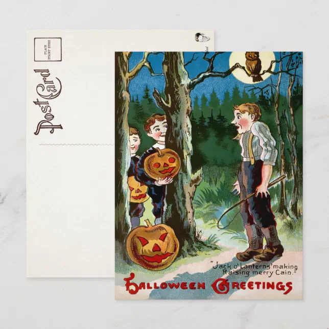 Vintage Jack o' Lantern Halloween Postcard | Zazzle