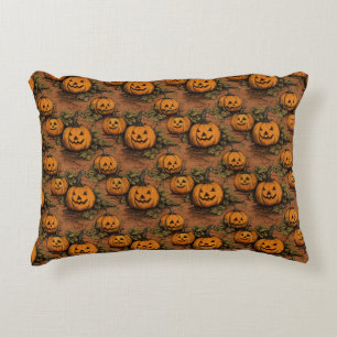Vintage Jack O Lantern Patch Decorative Cushion
