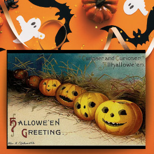 Vintage Jack O Lanterns Halloween Greetings Card