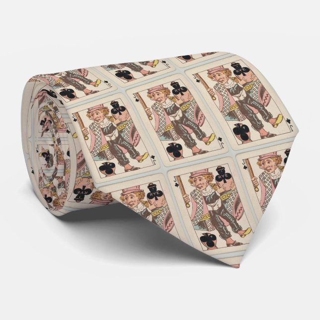 Vintage Jack of Clubs Playing Card Illustration Tie (Rolled)