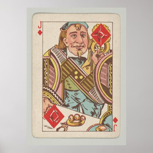 Vintage Jack of Diamonds Playing Card (1889) Poster (Front)