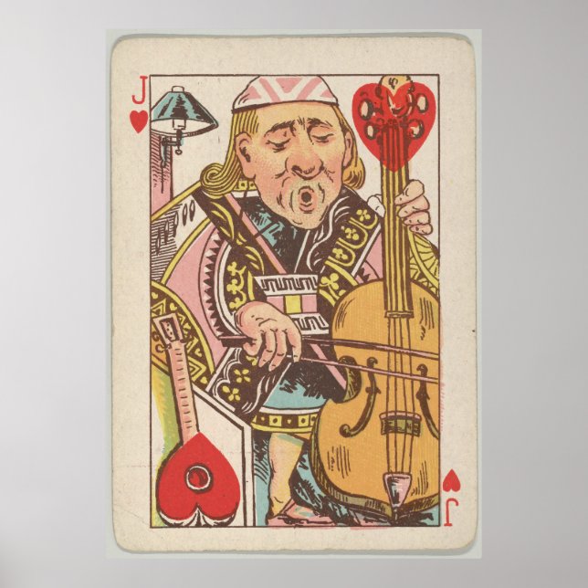 Vintage Jack of Hearts Playing Card Illustration Poster (Front)