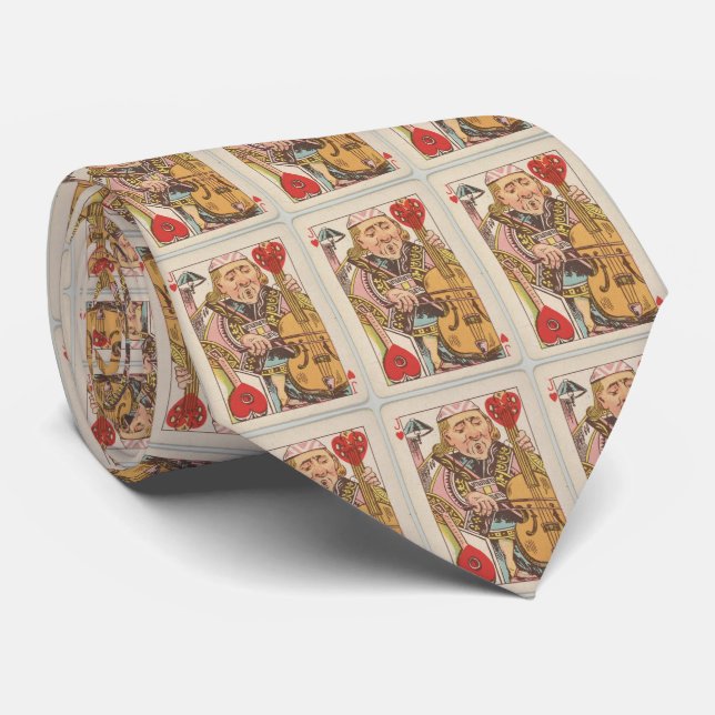 Vintage Jack of Hearts Playing Card Illustration Tie (Rolled)