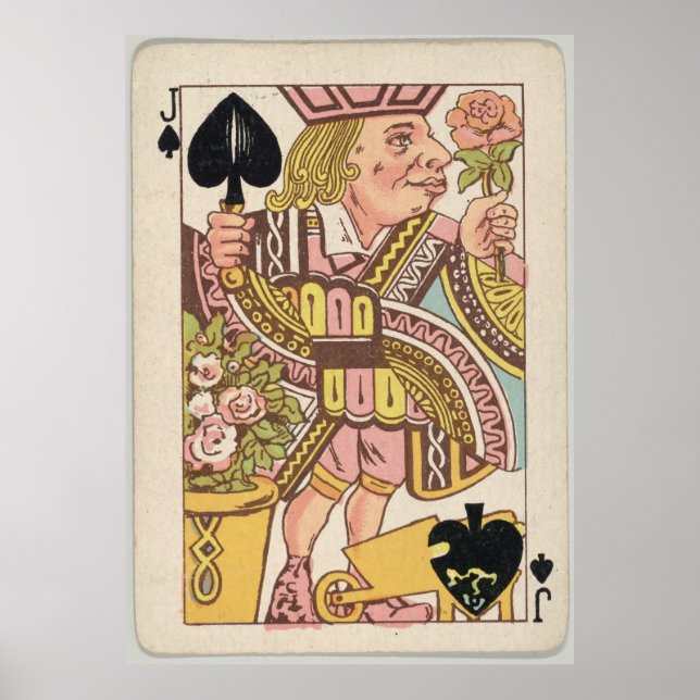 Vintage Jack of Spades Playing Card Illustration Poster (Front)