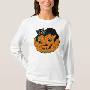 Vintage Jack O'Lantern and Black Cat Shirt