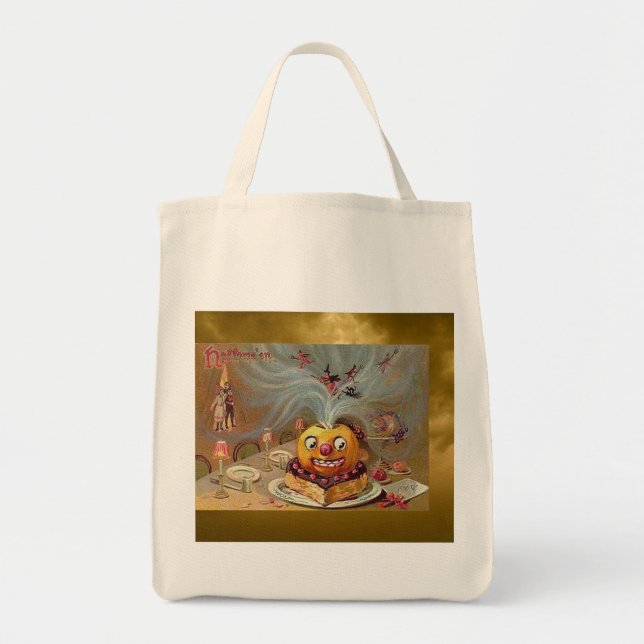 Vintage Jack o'Lantern with Witches Tote Bag (Front)