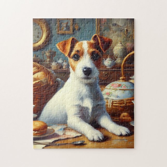 Vintage Jack Russell Terrier Painting Jigsaw Puzzle (Vertical)