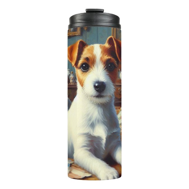 Vintage Jack Russell Terrier Painting Thermal Tumbler (Front)