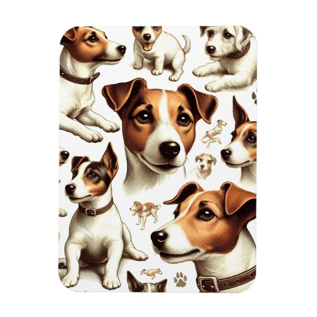 Vintage Jack Russell Terrier Seamless Magnet (Vertical)