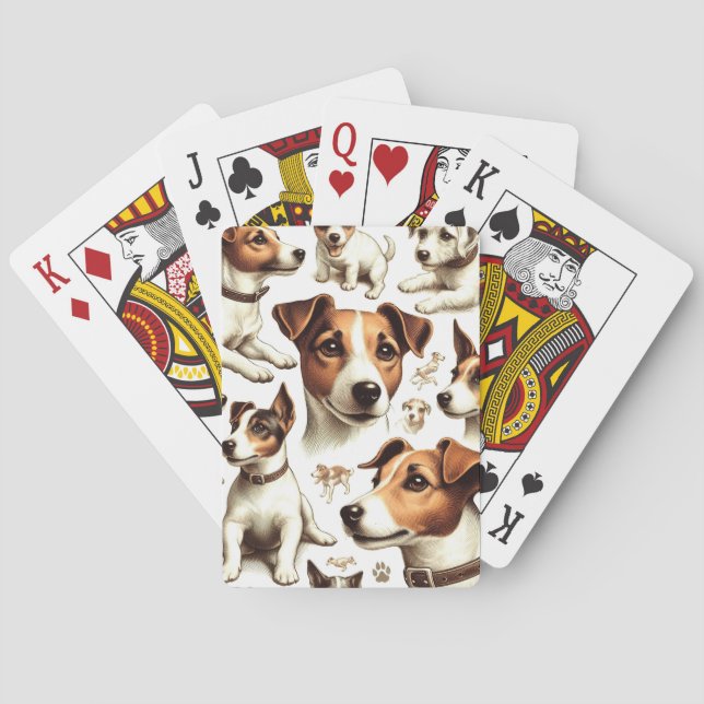 Vintage Jack Russell Terrier Seamless Playing Cards (Back)