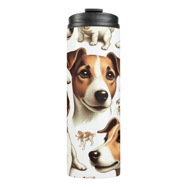 Vintage Jack Russell Terrier Seamless Thermal Tumbler (Front)