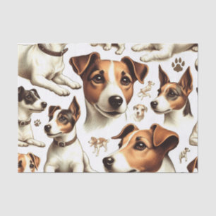 Vintage Jack Russell Terrier Seamless Tissue Paper