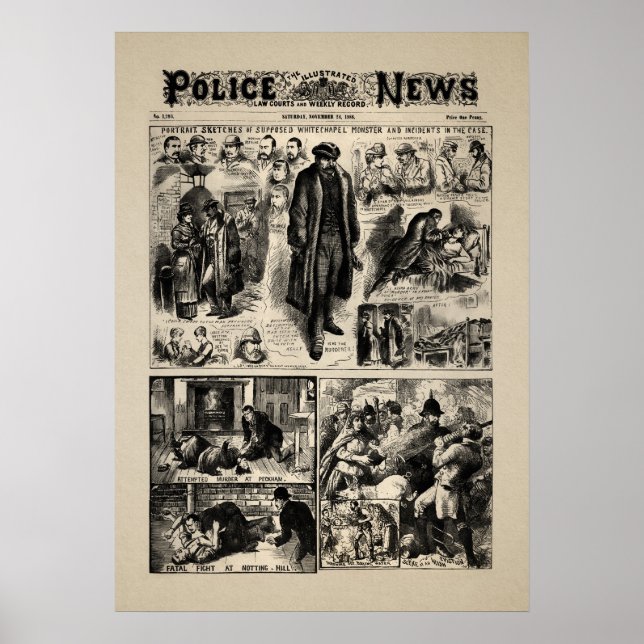 Vintage Jack the Ripper News Poster (Front)