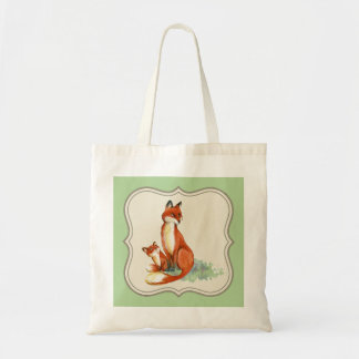 Vintage jackal illustration tote bag, light green