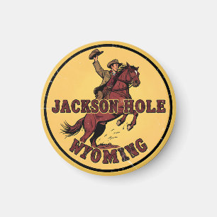 Vintage Jackson Hole Bucking Bronco wyoming gifts Magnet
