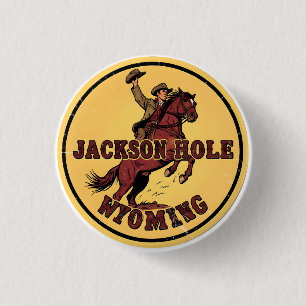 Vintage Jackson Hole Bucking Bronco wyoming gits 3 Cm Round Badge