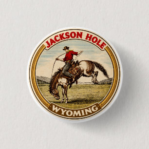 Vintage Jackson Hole Bucking Bronco wyoming gits 3 Cm Round Badge