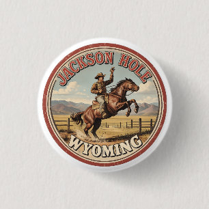 Vintage Jackson Hole Bucking Bronco wyoming gits 3 Cm Round Badge