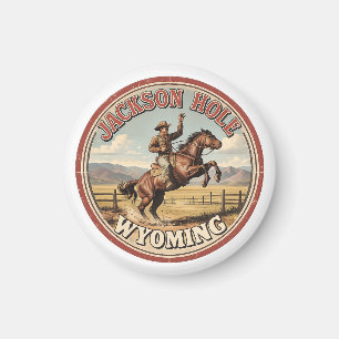 Vintage Jackson Hole Bucking Bronco wyoming gits Magnet
