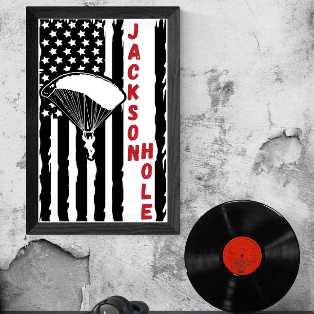 Vintage Jackson Hole Paragliding Skydiving Poster (Creator Uploaded)