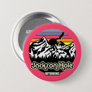 Vintage Jackson Hole Wyoming 7.5 Cm Round Badge