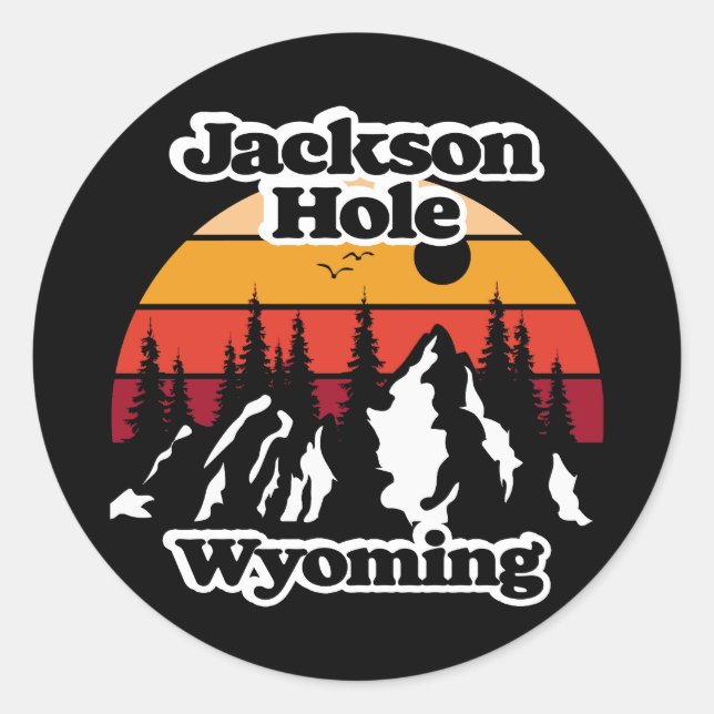Vintage Jackson Hole Wyoming Classic Round Sticker (Front)