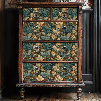 Vintage Jade Floral William Morris Style Leaf Tissue Paper