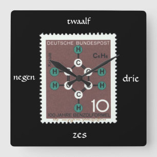 "Vintage Jahre Benzolformel Stamp" Square Wall Clock