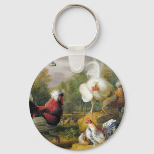 Vintage Jakob Bogdani The Cockrels Fight Key Ring